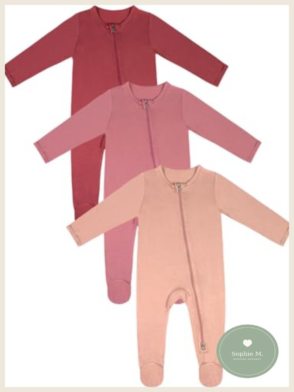 Baby Footed Pajamas Romper 2-Way Zipper Unisex Sleepers 97% Rayon 3% Spandex